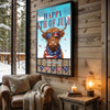 Joycorners Patriotic Highland Cow with USA Scarf Fireworks Patriotic Personalized Name 3D Canvas Poster
