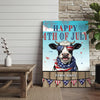 Joycorners Patriotic Holstein Cow with USA Scarf Fireworks Patriotic Personalized Name 3D Canvas Poster