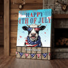 Joycorners Patriotic Holstein Cow with USA Scarf Fireworks Patriotic Personalized Name 3D Canvas Poster