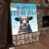 Joycorners Patriotic Holstein Cow with USA Scarf Fireworks Patriotic Personalized Name 3D Canvas Poster