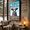 Joycorners Patriotic Holstein Cow with USA Scarf Fireworks Patriotic Personalized Name 3D Canvas Poster
