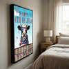 Joycorners Patriotic Holstein Cow with USA Scarf Fireworks Patriotic Personalized Name 3D Canvas Poster