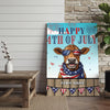 Joycorners Patriotic Jersey Cow with USA Scarf Fireworks Patriotic Personalized Name 3D Canvas Poster