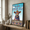Joycorners Patriotic Jersey Cow with USA Scarf Fireworks Patriotic Personalized Name 3D Canvas Poster