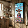 Joycorners Patriotic Jersey Cow with USA Scarf Fireworks Patriotic Personalized Name 3D Canvas Poster