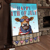Joycorners Patriotic Jersey Cow with USA Scarf Fireworks Patriotic Personalized Name 3D Canvas Poster