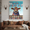 Joycorners Patriotic Jersey Cow with USA Scarf Fireworks Patriotic Personalized Name 3D Canvas Poster