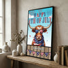 Joycorners Patriotic Texas Longhorn Cow with USA Scarf Fireworks Patriotic Personalized Name 3D Canvas Poster