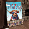 Joycorners Patriotic Texas Longhorn Cow with USA Scarf Fireworks Patriotic Personalized Name 3D Canvas Poster