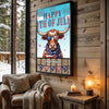 Joycorners Patriotic Texas Longhorn Cow with USA Scarf Fireworks Patriotic Personalized Name 3D Canvas Poster