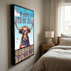 Joycorners Patriotic Texas Longhorn Cow with USA Scarf Fireworks Patriotic Personalized Name 3D Canvas Poster