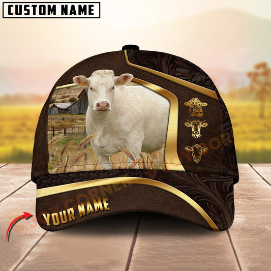 Joycorners Personalized Charolais Cow Cap Country Farm Golden New Style 3D Print Hat