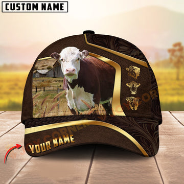 Joycorners Personalized Hereford Cow Cap Country Farm Golden New Style 3D Print Hat