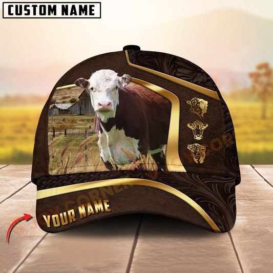 Joycorners Personalized Hereford Cow Cap Country Farm Golden New Style 3D Print Hat