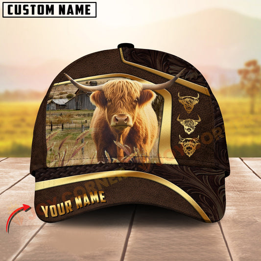 Joycorners Personalized Highland Cattle Cow Cap Country Farm Golden New Style 3D Print Hat