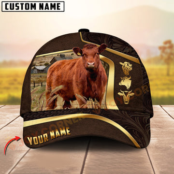Joycorners Personalized Red Angus Cow Cap Country Farm Golden New Style 3D Print Hat