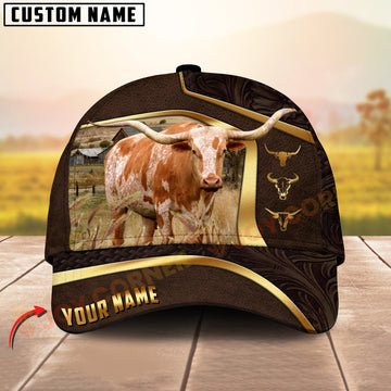 Joycorners Personalized Texas Longhorn Bull Cap Country Farm Golden New Style 3D Print Hat