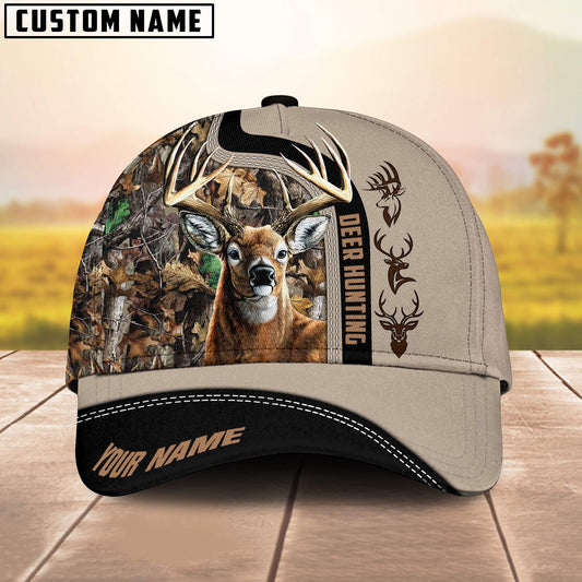 Joycorners Deer Hunting Camoflage Premium Leather Multicolor Personalized Name 3D Cap (4 colors)