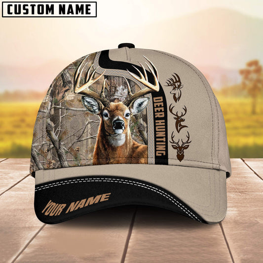 Joycorners Deer Hunting Camoflage Premium Leather Multicolor Personalized Name 3D Cap (4 colors)