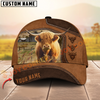 Joycorners Cattle Cow Brown Leather On Farm Customized Name 3D Classic Cap (8 Breeds)
