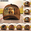 Joycorners Cattle Cow Brown Leather On Farm Customized Name 3D Classic Cap (8 Breeds)