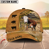 Joycorners Cattle Cow Retro Brown Golden Line Pattern On Farm Customized Name 3D Classic Cap (8 Breeds)