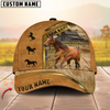Joycorners Cattle Cow Retro Brown Golden Line Pattern On Farm Customized Name 3D Classic Cap (8 Breeds)