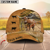 Joycorners Cattle Cow Retro Brown Golden Line Pattern On Farm Customized Name 3D Classic Cap (8 Breeds)