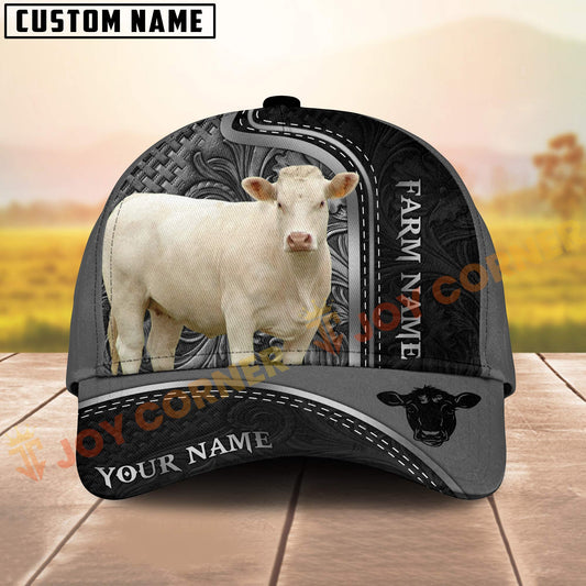 Joycorners Charolais Black Engraved On Farm Customized Name 3D Classic Cap