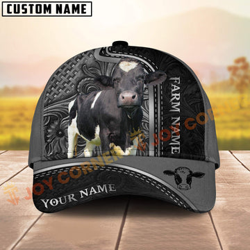 Joycorners Holstein Black Engraved On Farm Customized Name 3D Classic Cap