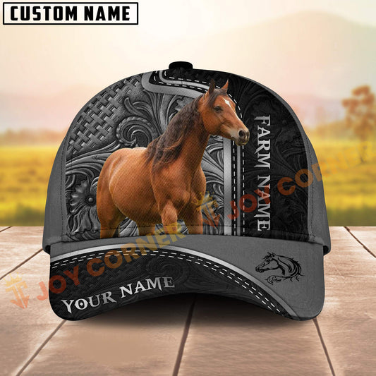 Joycorners Horse Black Engraved On Farm Customized Name 3D Classic Cap