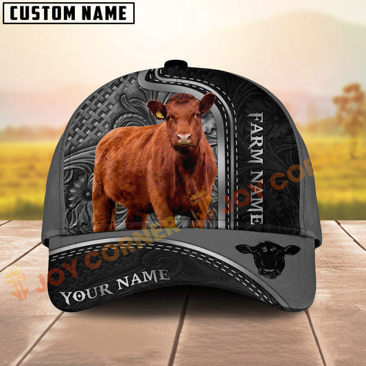 Joycorners Red Angus Black Engraved On Farm Customized Name 3D Classic Cap