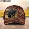Joycorners Cattle Cow Brown Tooled Leather On Farm Customized Name 3D Classic Cap (8 Breeds)