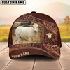 Joycorners Cattle Cow Brown Tooled Leather On Farm Customized Name 3D Classic Cap (8 Breeds)