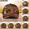Joycorners Cattle Cow Brown Tooled Leather On Farm Customized Name 3D Classic Cap (8 Breeds)