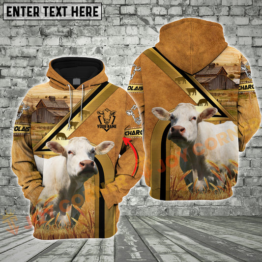 Joycorners Charolais Cow Farm Life Personalized 3D Hoodie