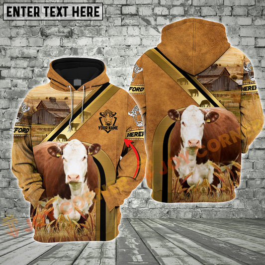 Joycorners Hereford Cow Farm Life Personalized 3D Hoodie