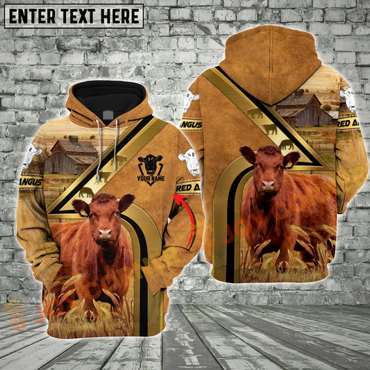 Joycorners Red Angus Cow Farm Life Personalized 3D Hoodie