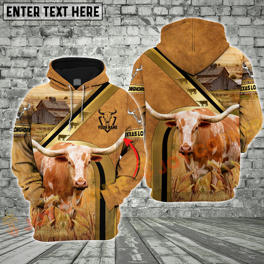 Joycorners Texas Longhorn Cow Farm Life Personalized 3D Hoodie