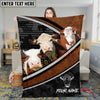 Joycorners Cattle Cow Honeycomb Leather Curve Modern Ranch Pattern Personalized Name 3D Blanket (10 Breeds)