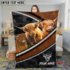 Joycorners Cattle Cow Honeycomb Leather Curve Modern Ranch Pattern Personalized Name 3D Blanket (10 Breeds)