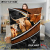 Joycorners Cattle Cow Honeycomb Leather Curve Modern Ranch Pattern Personalized Name 3D Blanket (10 Breeds)