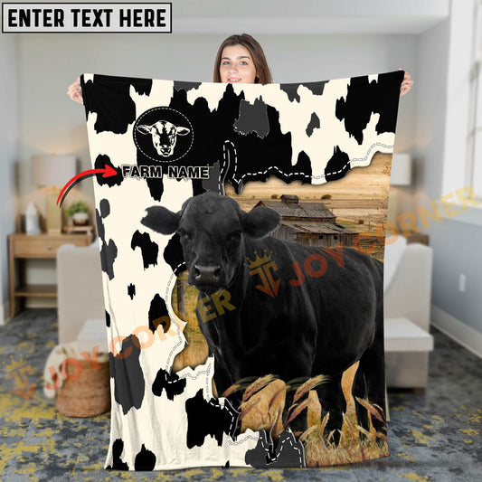 Joycorners Cattle Cow Farm Landscape Rustic Pattern Personalized Name 3D Blanket (10 Breeds)