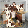Joycorners Cattle Cow Farm Landscape Rustic Pattern Personalized Name 3D Blanket (10 Breeds)