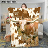 Joycorners Cattle Cow Farm Landscape Rustic Pattern Personalized Name 3D Blanket (10 Breeds)