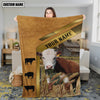 Joycorners Cattle Cow Leather Patch Rustic Farm Pattern Personalized Name 3D Blanket (10 Breeds)
