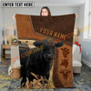 Joycorners Cattle Cow Rustic Leather Stitch Farm Style Personalized Name Blanket (10 Breeds)