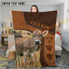 Joycorners Cattle Cow Rustic Leather Stitch Farm Style Personalized Name Blanket (10 Breeds)