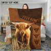 Joycorners Cattle Cow Rustic Leather Stitch Farm Style Personalized Name Blanket (10 Breeds)