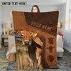 Joycorners Cattle Cow Rustic Leather Stitch Farm Style Personalized Name Blanket (10 Breeds)